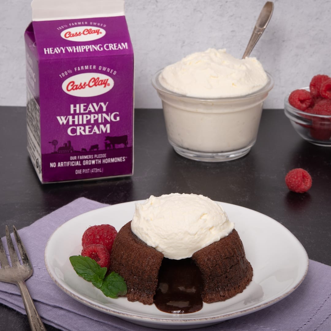 Air Fryer Chocolate Lava Cakes with Mascarpone Whipped Cream